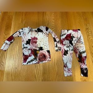 Posh Peanut 12-18mos Long Sleeved, Soft, Bamboo Pajama Set, Floral Rose Pattern